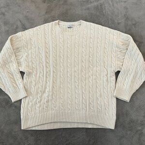 Sunday Best Aritzia Wool Blend Peggy Sweater XL Cable Knit Women's Cream